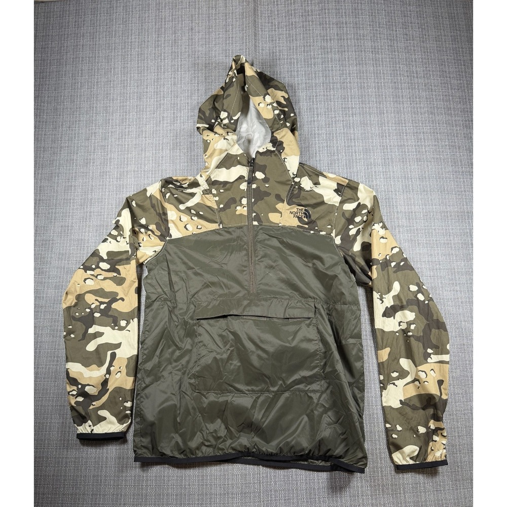 The North‎ Face Novelty Fanorak Jacket Boys XL Green Camouflage Wind Resistant